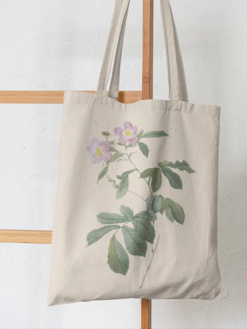 Alpine Rose Vintage Floral Print Graphic Canvas Tote Bag